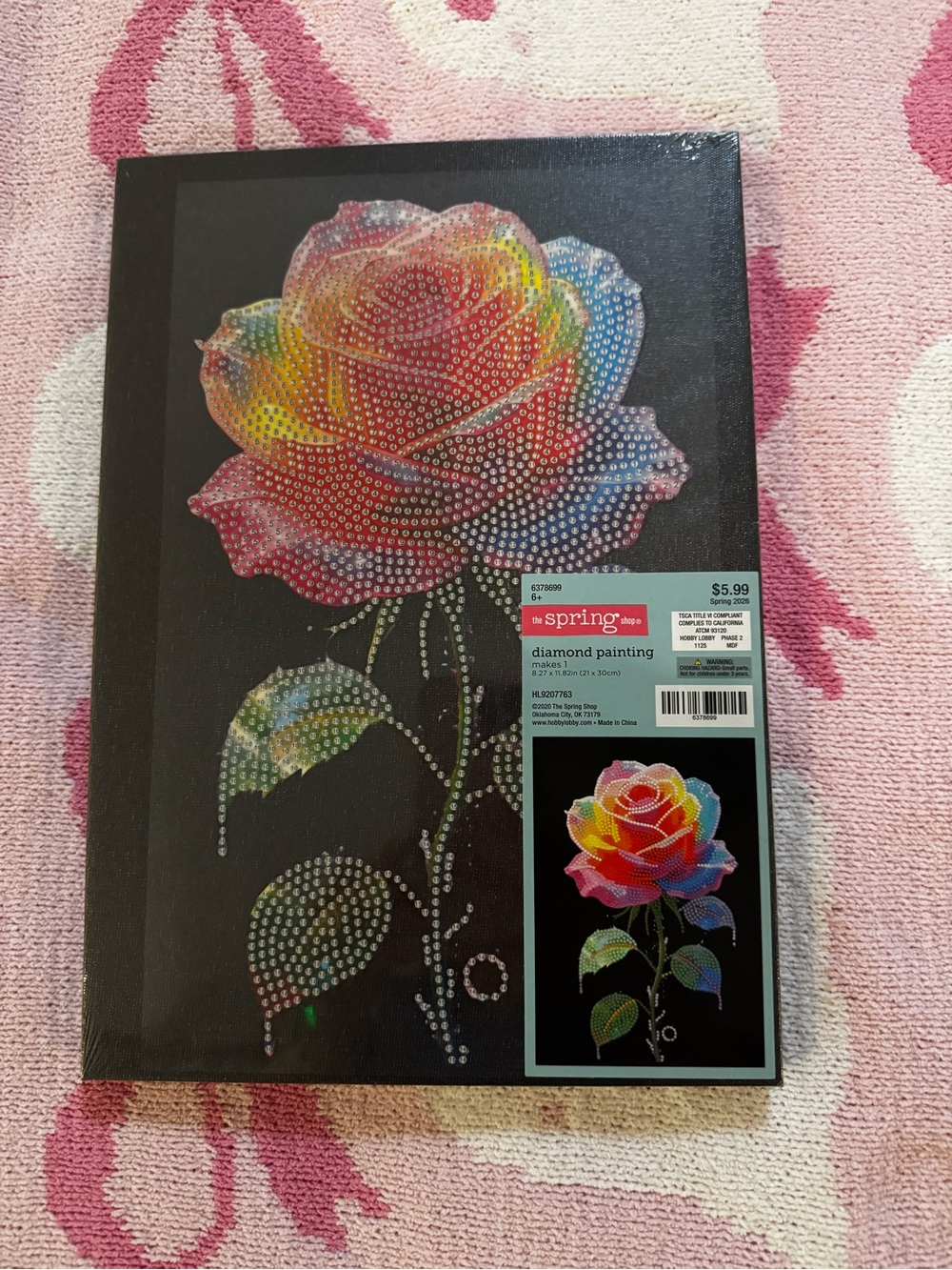 Hobby Lobby  Rainbow Rose Multicolor Diamond Painting Art Kit